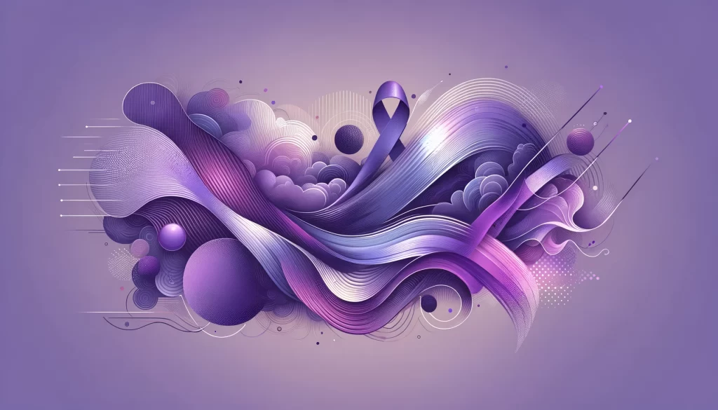 Abstract purple lupus ribbon with flowing shapes