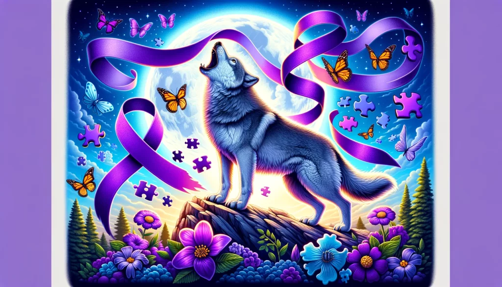 Lupus wolf surrounded by other symbols associated with Lupus