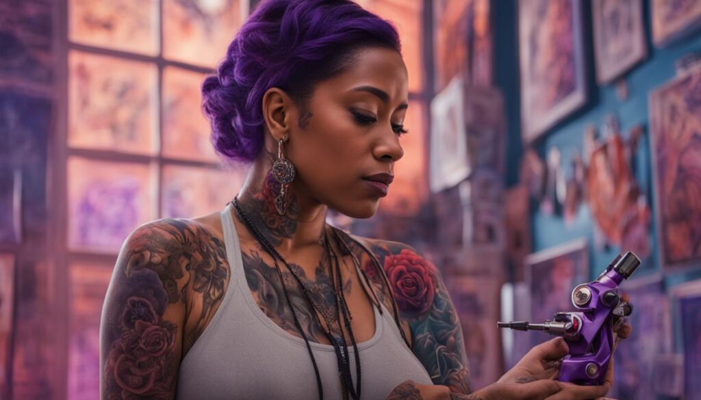 A person with lupus holding a tattoo machine