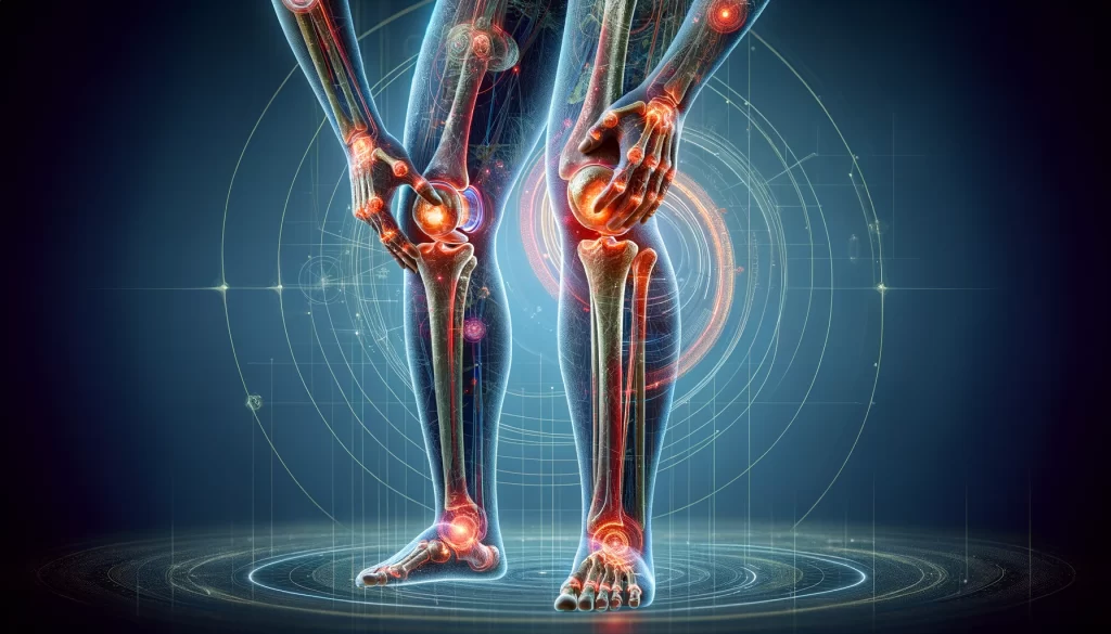 The impact of Lupus on joints and muscles, highlighting the symptoms such as stiffness, swelling, and pain.